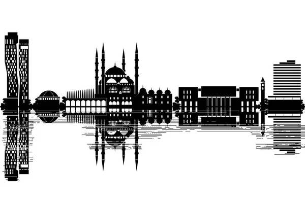 Skyline Tirana Ilustración Vectorial Blanco Negro — Archivo Imágenes Vectoriales