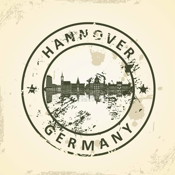 Grunge Rubberstempel met Hannover Skyline — Stockvector