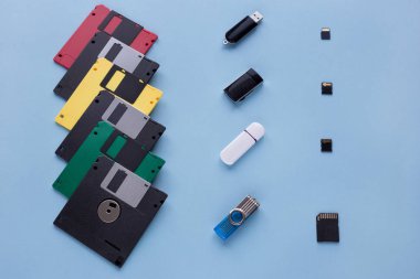 Dijital veri depolama cihazının evrimi. Disketler, flash sürücüler ve küçük bellek kartları.