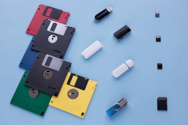 Dijital veri depolama cihazının evrimi. Disketler, flash sürücüler ve küçük bellek kartları.