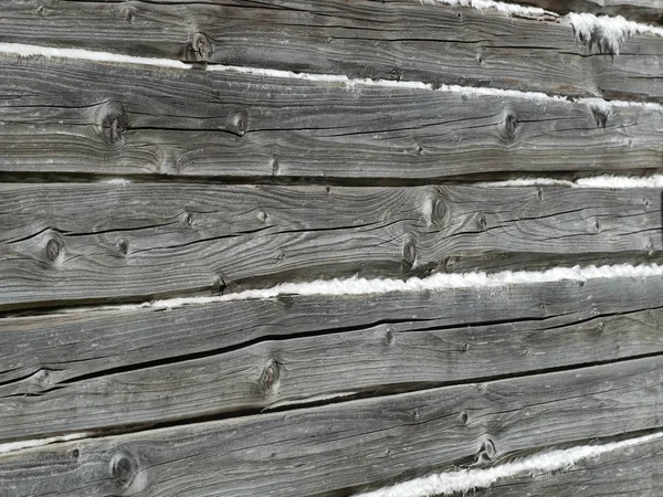 Old Wooden Wall Hewn Natural Logs Insulation Material Them View — Stock Photo, Image