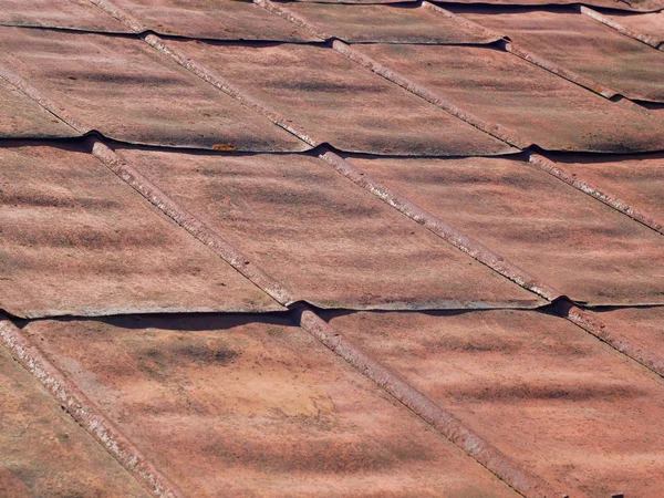 Detail Starý Kov Zvětralé Kovové Červené Zrezivělé Ocelové Střechy — Stock fotografie