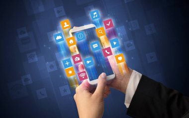 Smartphone ile açısal app simgeleri kullanarak ele