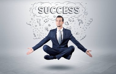 İşadamı doodle kavramı ile meditasyon