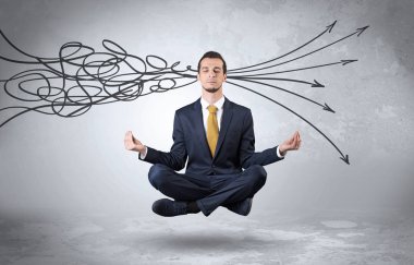 Doodle kavramı arındırıcı ile işadamı derin derin düşünür