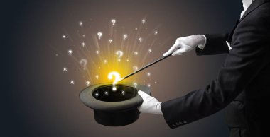 Sihirbaz hokkabaz bir silindir soru işaretleri