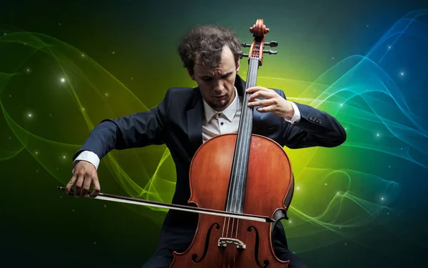 Cellist with colorful fabled concept — Stock Photo, Image