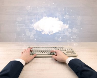 Zarif işadamı el ile bağlı yazarak kavramı postaları 