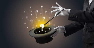 Sihirbaz hokkabaz bir silindir soru işaretleri