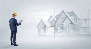 Ev planı ile ayakta mimar