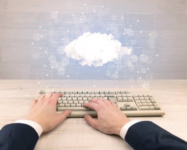 Zarif işadamı el ile bağlı yazarak kavramı postaları 