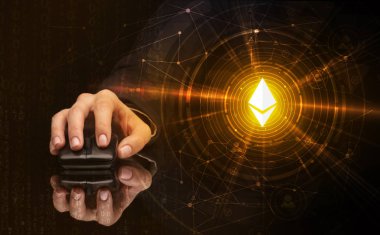 Cryptocurrency kavramı ile fare kullanarak ele