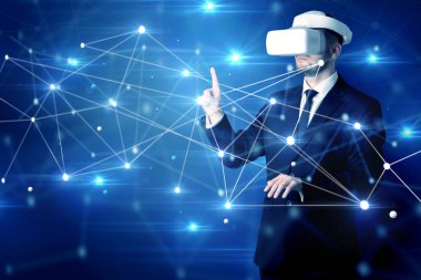 3D bağlantı ve ağ işaretleri dokunmadan adam