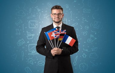 Ofis sembol kavramı ve bayrak bir çocuk