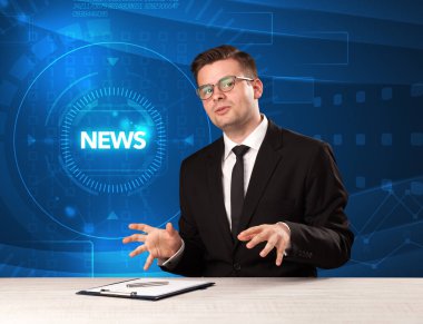 Tehnology arka plan haberle söylüyorum Modern televizyon sunucusu