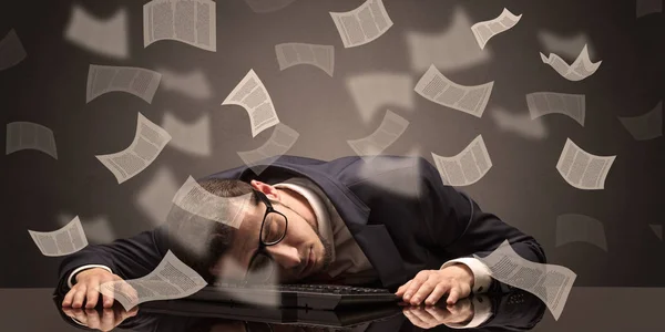 Businessman fell asleep at the office with paperwork concept — Stock Photo, Image