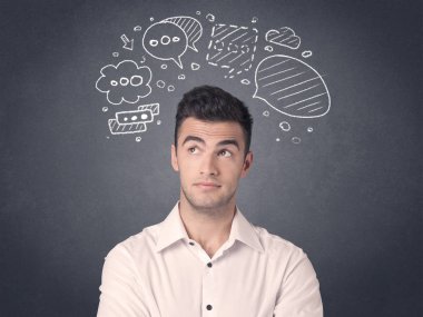 konuşma balonları ile işadamı