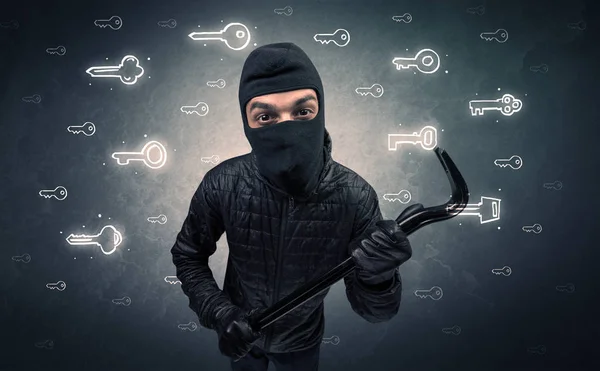 Burglar holding tool. — Stock Photo, Image