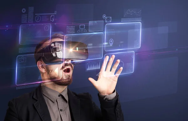 Businessman with virtual reality goggles — Stock Photo, Image