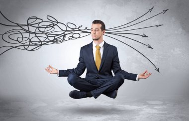 Doodle kavramı arındırıcı ile işadamı derin derin düşünür