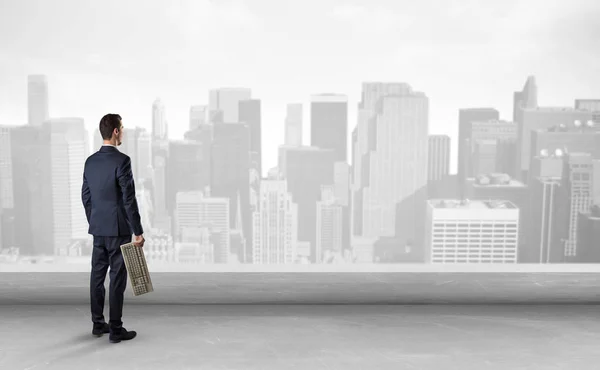 Businessman looking at a big city panorama — Stock Photo, Image