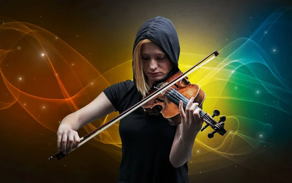 Violinista con colorido concepto legendario — Foto de Stock