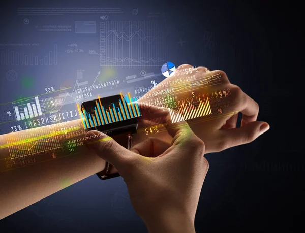 Smartwatch giyen kadın eli kapatın