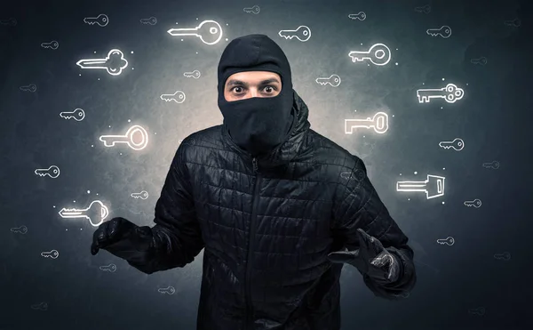 Burglar holding tool. — Stock Photo, Image