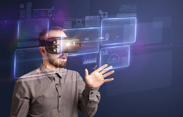 Businessman with virtual reality goggles — Stock Photo, Image