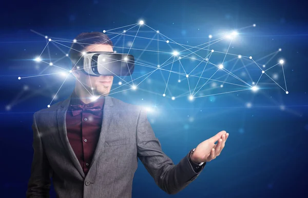 Businessman with virtual reality goggles — Stock Photo, Image