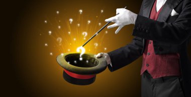 Sihirbaz hokkabaz bir silindir soru işaretleri