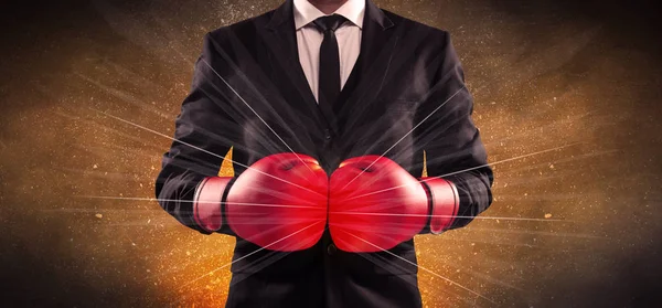 Forceful businessman boxing — Stock Photo, Image