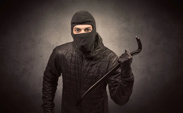 Burglar with tool. — Stock Photo, Image