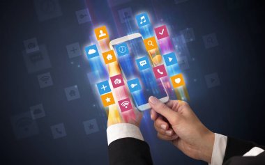 Smartphone ile açısal app simgeleri kullanarak ele