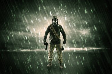 Terörist elinde silah ile bir odada