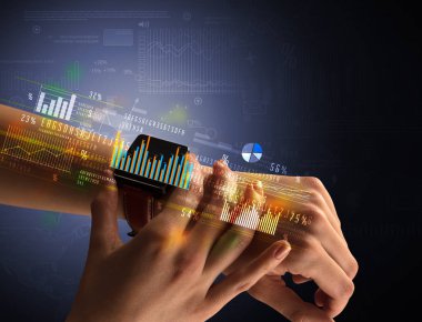 Smartwatch giyen kadın eli kapatın