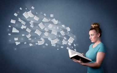 Young lady holding book  clipart