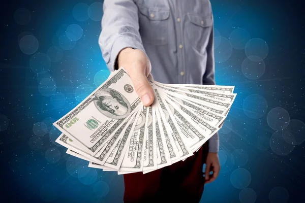 Businessman holding money — Stock Photo, Image