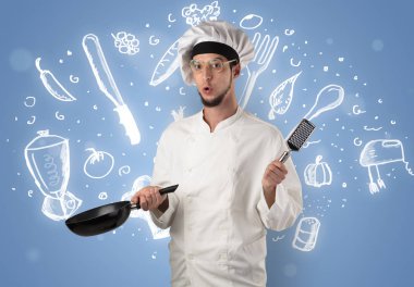 Genç tebeşir çizilmiş çorba tarifi kavramı ile pişirmek