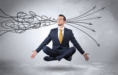 Doodle kavramı arındırıcı ile işadamı derin derin düşünür