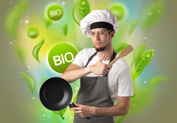 Portret koncepcji i kucharz liście Bio — Zdjęcie stockowe