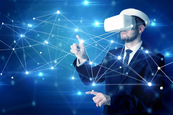 3D bağlantı ve ağ işaretleri dokunmadan adam