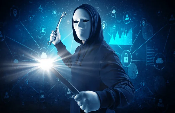 Burglar in secured database and network concept — Stock Photo, Image