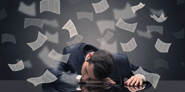 Businessman fell asleep at the office with paperwork concept — Stock Photo, Image