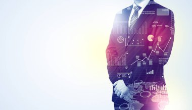 Adam arka plan grafikleri ile ayakta