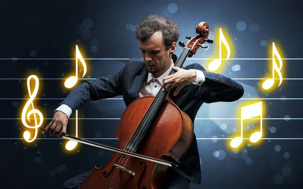 Young cellist with music sheet — Stock Photo, Image