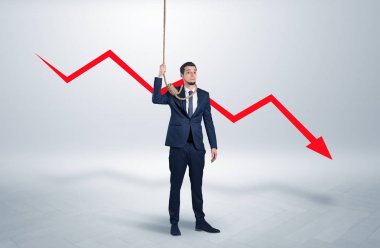 Kaybı kavramı azalan ile umutsuz iş adamı