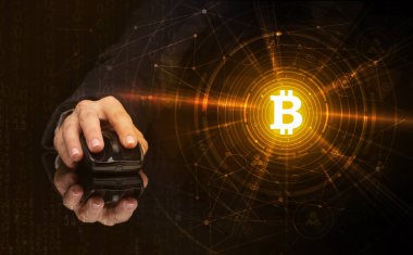 Cryptocurrency kavramı ile fare kullanarak ele