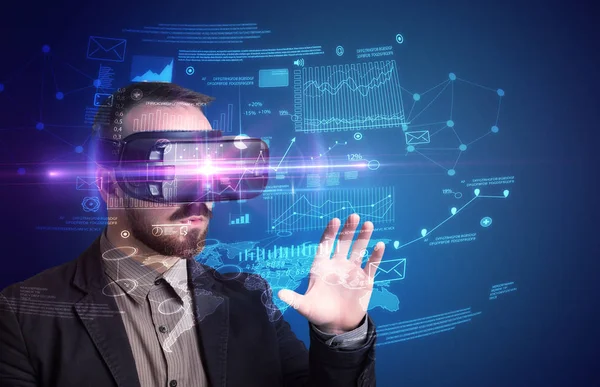 Businessman with virtual reality goggles — Stock Photo, Image