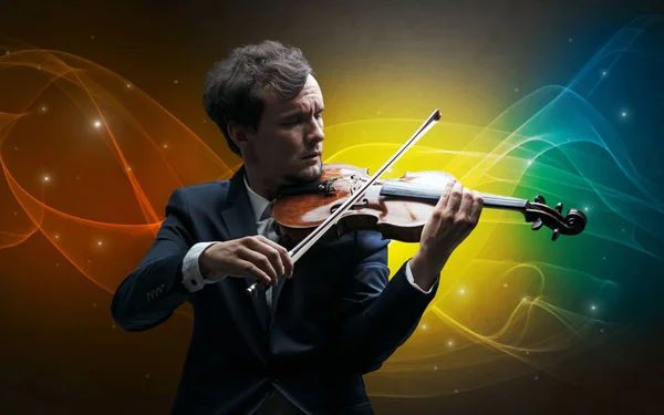 Violinist with colorful fabled concept — Stock Photo, Image